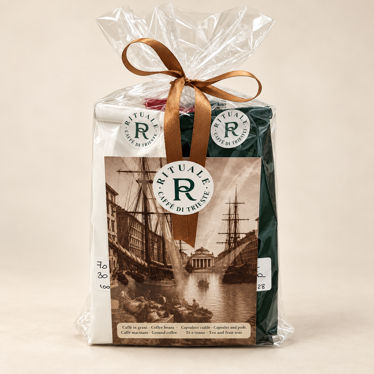 Kit degustazione Rituale completo in confezione regalo con fiocco: tre miscele in grani da 100 g