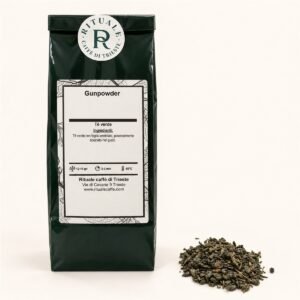 Confezione da 80 g di Gunpowder Rituale con miscela sfusa accanto