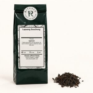 Confezione da 80 g di Lapsang Souchong Rituale con miscela sfusa accanto